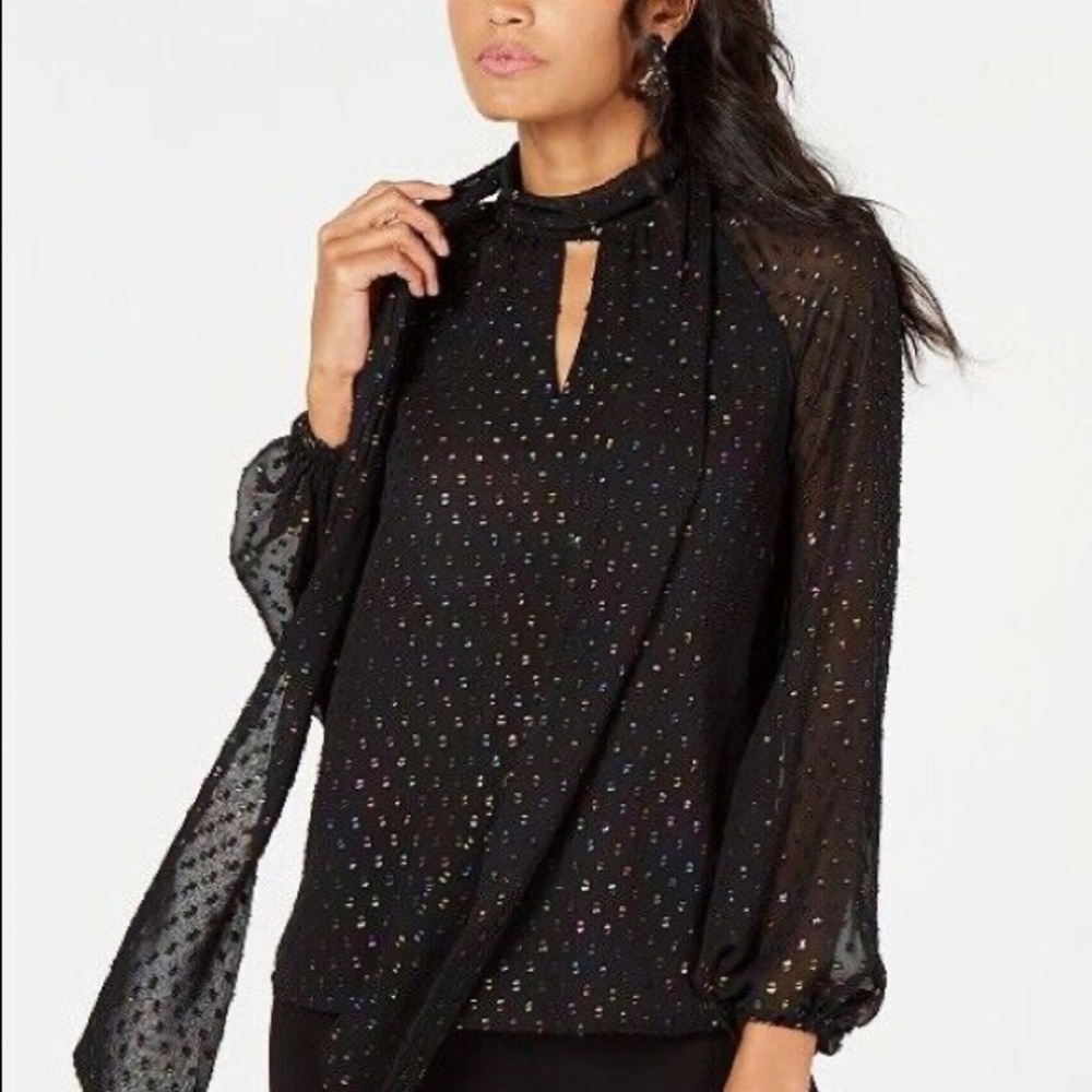 Trina Turk Cocktail Soiree Greyhound polka dot blouse